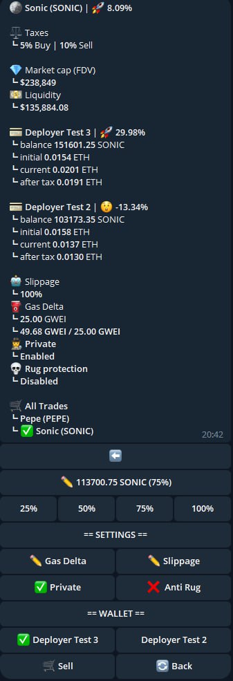 $SONIC's got something EPIC brewing 🤖📈

Behold, our experimental build of $SONIC's very own telegram-bot 📱

t.me/sonic_suite_bot

🔄📈 Want to trade without the hassle? 🛡 Shield yourself from nasty scams? ⚙️⛽️ Have quick access to gas settings and automatic slippage?

The