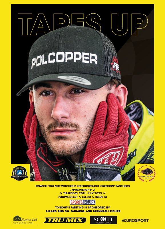 ipswichspeedway's tweet photo. Raceday programme 📖   

Feature interview with Dan Thompson  🌠
It's Witchcraft by @chrislouisIWSC 🖊️
@rhr_211's notes 🗒️
@Mike_Bacon's Bites 🥓

🎟️Tickets available on the gate

#TruMixWitches🧙‍♂️ | #WitchesPanthers | #IPSPET | Allard &amp; Co Farming https://t.co/zzrEn1oMb8