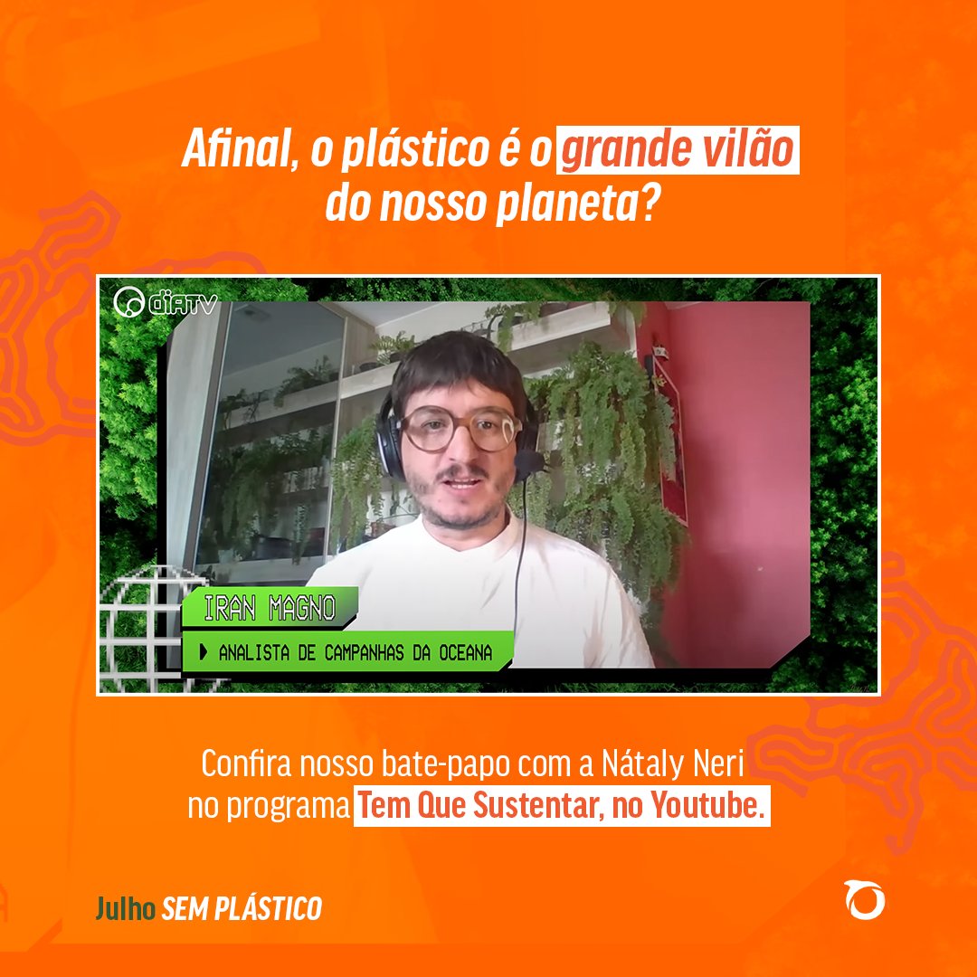 OceanaBrasil's tweet photo. Se for para falar de poluição plástica, #TemQueSustentar!

Hoje é dia de #TBT desse bate-papo mais do que necessário, que rolou com a @natalyneri em mais um episódio do programa Tem Que Sustentar, da @diaestudio. Vem conferir: https://t.co/9vboabwsPa https://t.co/RkHixinGGH