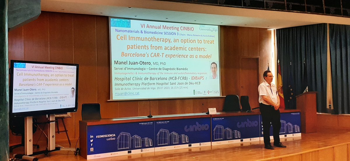 Amazing talk about Cell Immunotherapy, an option to treat patients from academic centers: Barcelona's CAR-T experience as a model. Thanks Manel Juan. #6AM_CINBIO