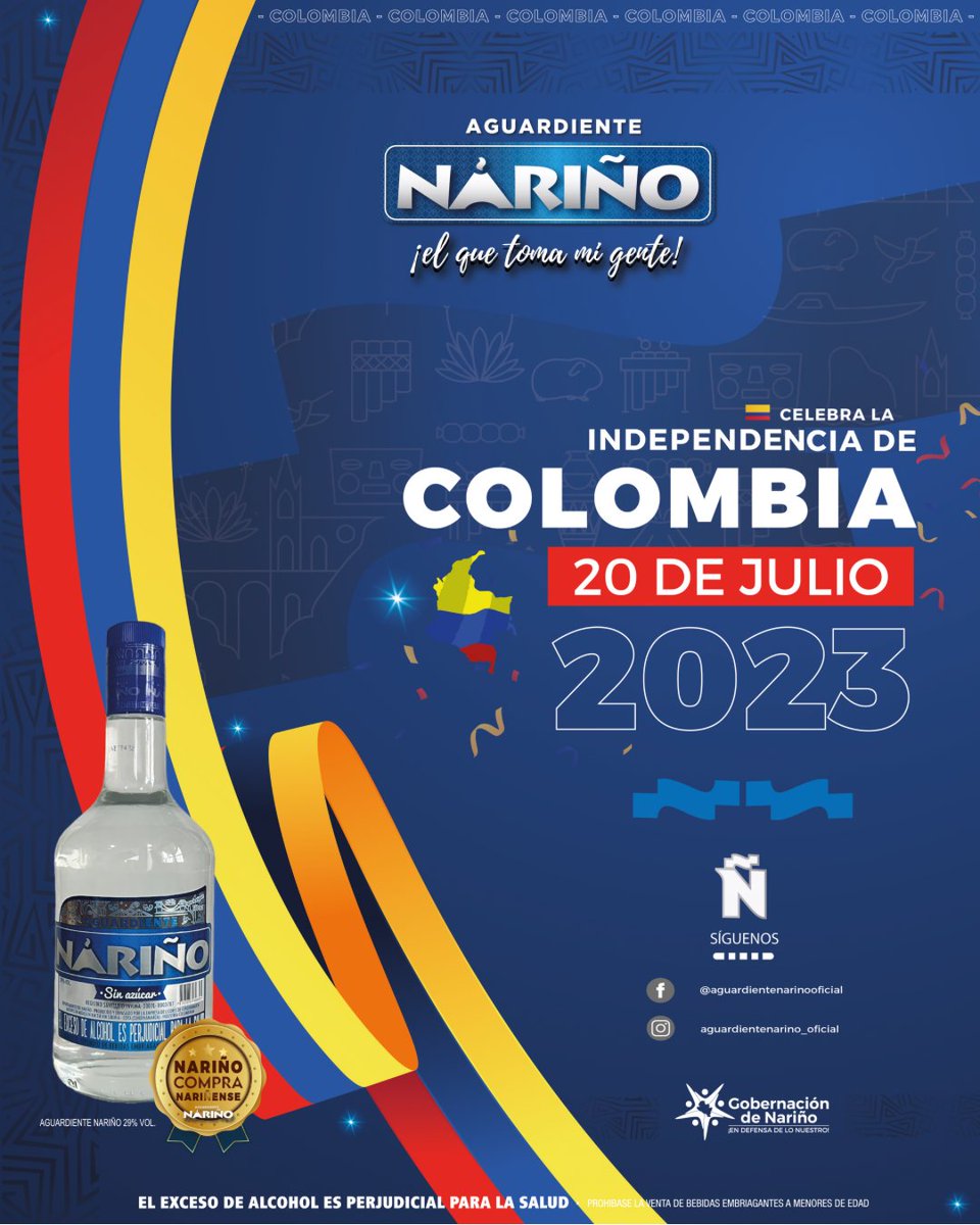 🇨🇴🎉¡Celebremos la Independencia de Colombia con sabor patrio!🇨🇴🎉

💛💙❤️

🫶Aguardiente Nariño 
•𝓮𝓵 𝓺𝓾𝓮 𝓽𝓸𝓶𝓪 𝓶𝓲 𝓰𝓮𝓷𝓽𝓮•

#IndependenciaDeColombia
#ElQueTomaMiGente