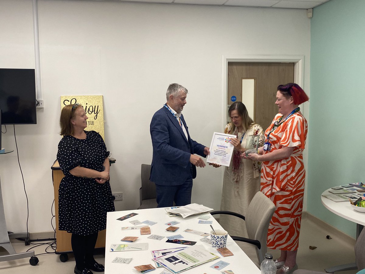 CWP_IRWC's tweet photo. A fantastic afternoon spent celebrating our colleague Emma Naden on her Individual Star award. Thank you to @TimWelchCWP @Emma_Leigh_MBE @RickyTaylorWeb1  for joining us and sharing in some meaningful conversations. @cwpnhs #TeamCWP https://t.co/7JN8M3ITYW