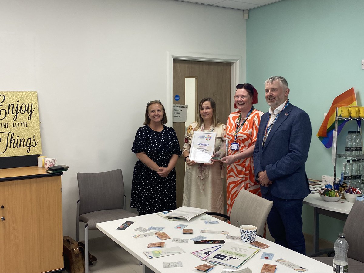 CWP_IRWC's tweet photo. A fantastic afternoon spent celebrating our colleague Emma Naden on her Individual Star award. Thank you to @TimWelchCWP @Emma_Leigh_MBE @RickyTaylorWeb1  for joining us and sharing in some meaningful conversations. @cwpnhs #TeamCWP https://t.co/7JN8M3ITYW