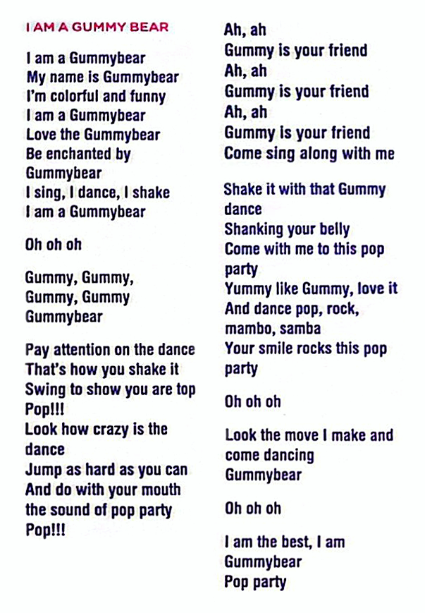 Gummibär – I Am A Gummy Bear (The Gummy Bear Song) Lyrics