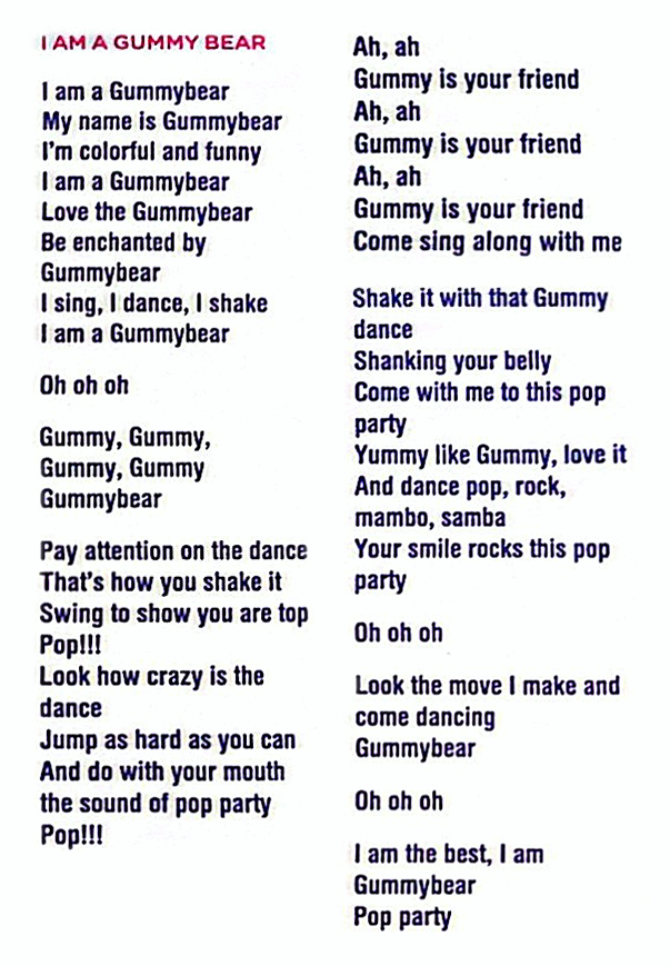 Gummy Bear - Lyrics 