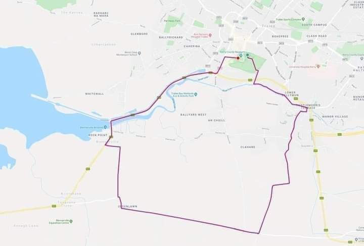 The route for the 2023 Tralee 10K (23rd Sept). Finisher Medal and Tech top.