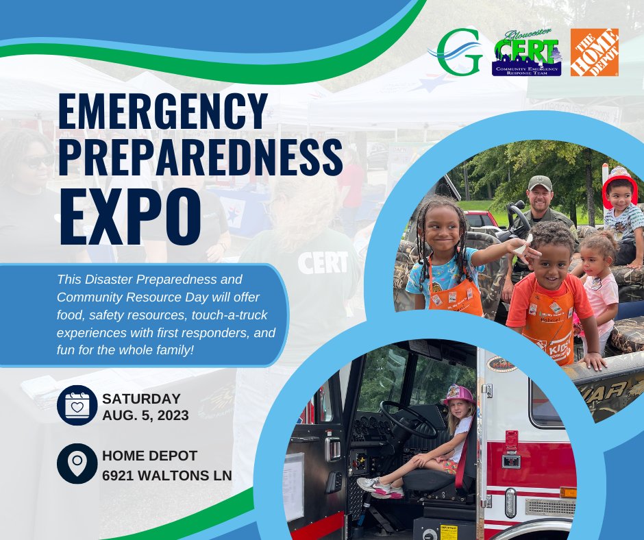 Mark your calendars 📅 This year's Emergency Preparedness Expo is just around the corner!

The Disaster Preparedness and Community Resource Day will have touch-a-truck experiences, safety organizations and lots of family-friendly fun on August 5 from 10 am - 2 pm at Home Depot.