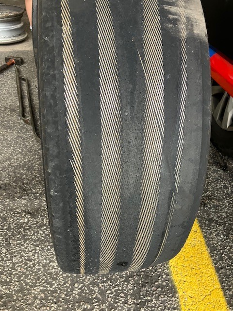 tvprp's tweet photo. This tyre was on a 44T lorry. Driver was fined and given points. Vehicle was prohibited until fixed. Driver will also be referred to the Office of Traffic Commissioner as will the company operating it. This shows the value of  pro-active Police and DVSA inspections.  #JOUCVU https://t.co/C5WSCdFqsc