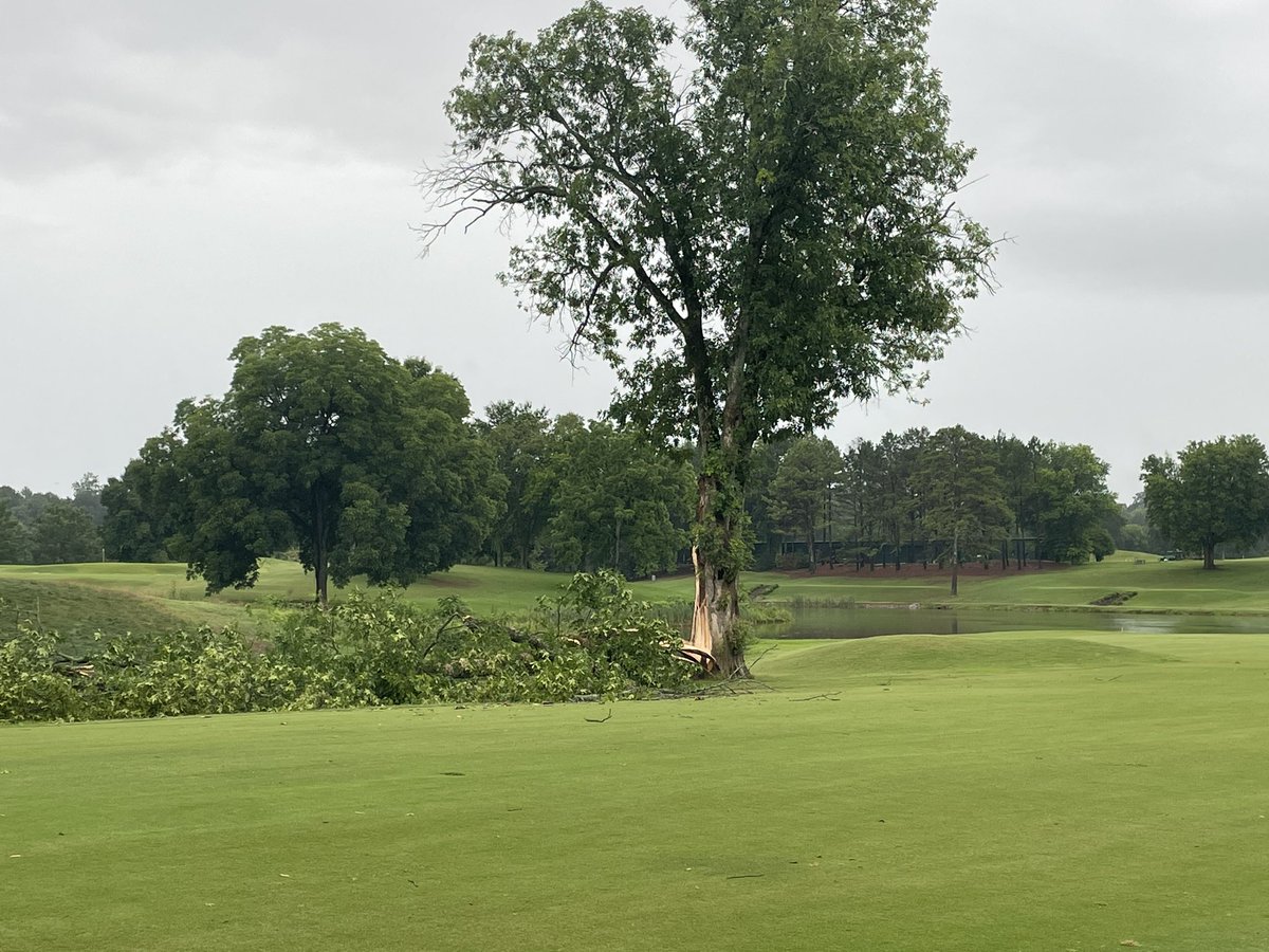 willow_tn's tweet photo. Heavy storms and Mother Nature decided to remodel #15 at the Creek…For 35 years this big beautiful tree has affected countless shots, RIP… https://t.co/ylJ1IvnbeF