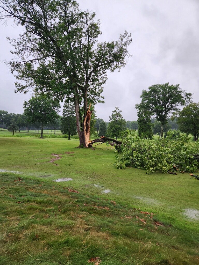 willow_tn's tweet photo. Heavy storms and Mother Nature decided to remodel #15 at the Creek…For 35 years this big beautiful tree has affected countless shots, RIP… https://t.co/ylJ1IvnbeF