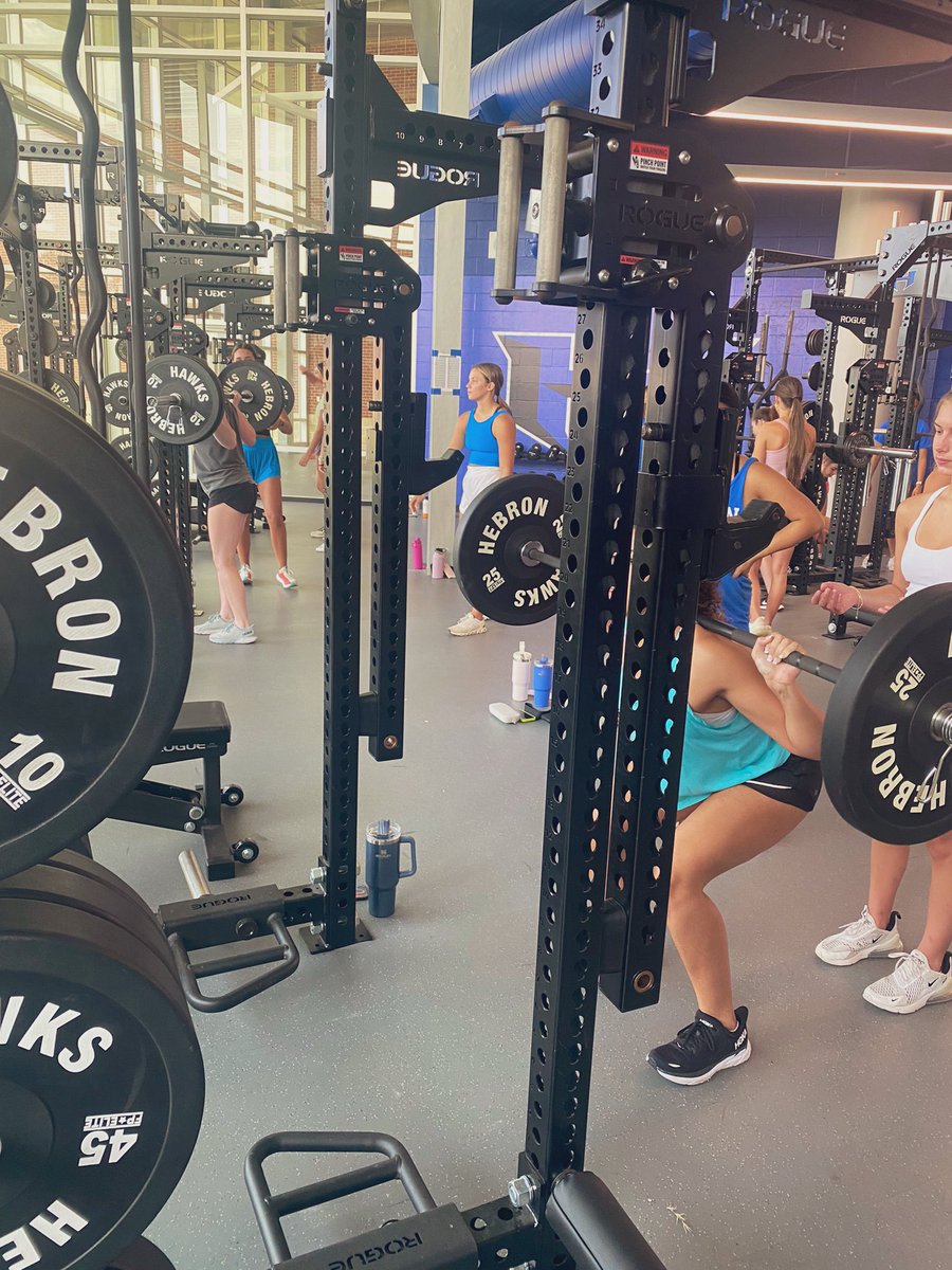 Hebron cheer is putting in the work in the weight room on our last day of summer workouts!!💪🏼💪🏼🏋🏼‍♀️💙🖤#hpnd