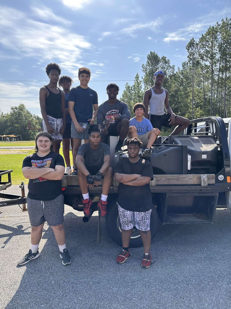 RuffZachari's tweet photo. Shout out to the NEHS football @NEL_TrojansFB for helping us take down 50 TVs. We could not do this without y’all! Thanks for helping us get @netrojans ready for students to be back!! #ExpectGreatThings https://t.co/kjU8OTu1pA