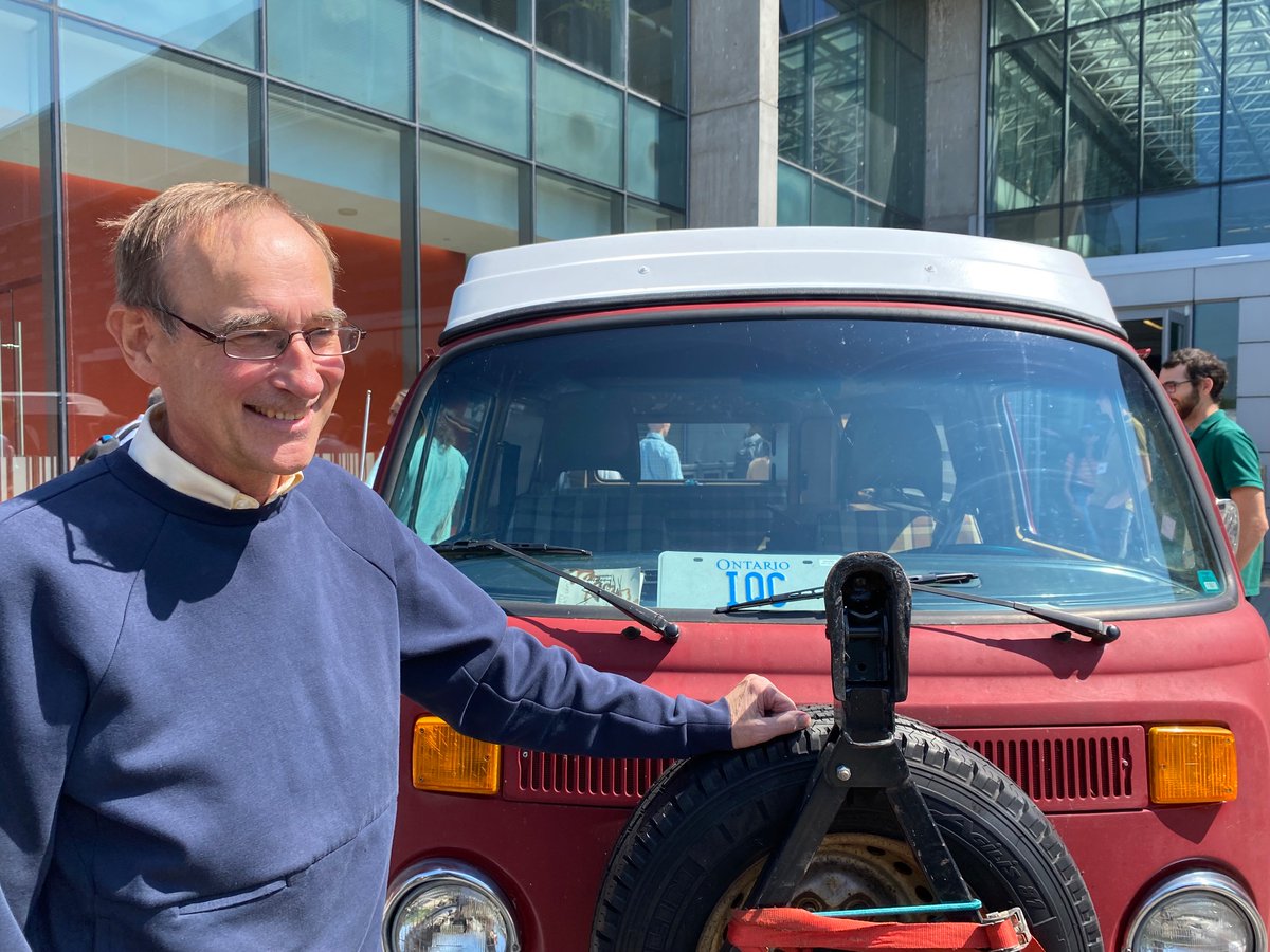 FFelicis97's tweet photo. Quick photo op during the coffee break, and a candid shot of Ray speaking fondly of his Volvo van, even the modified engine of which is older than me…

#Laflamme60 https://t.co/esRVYyDMR2