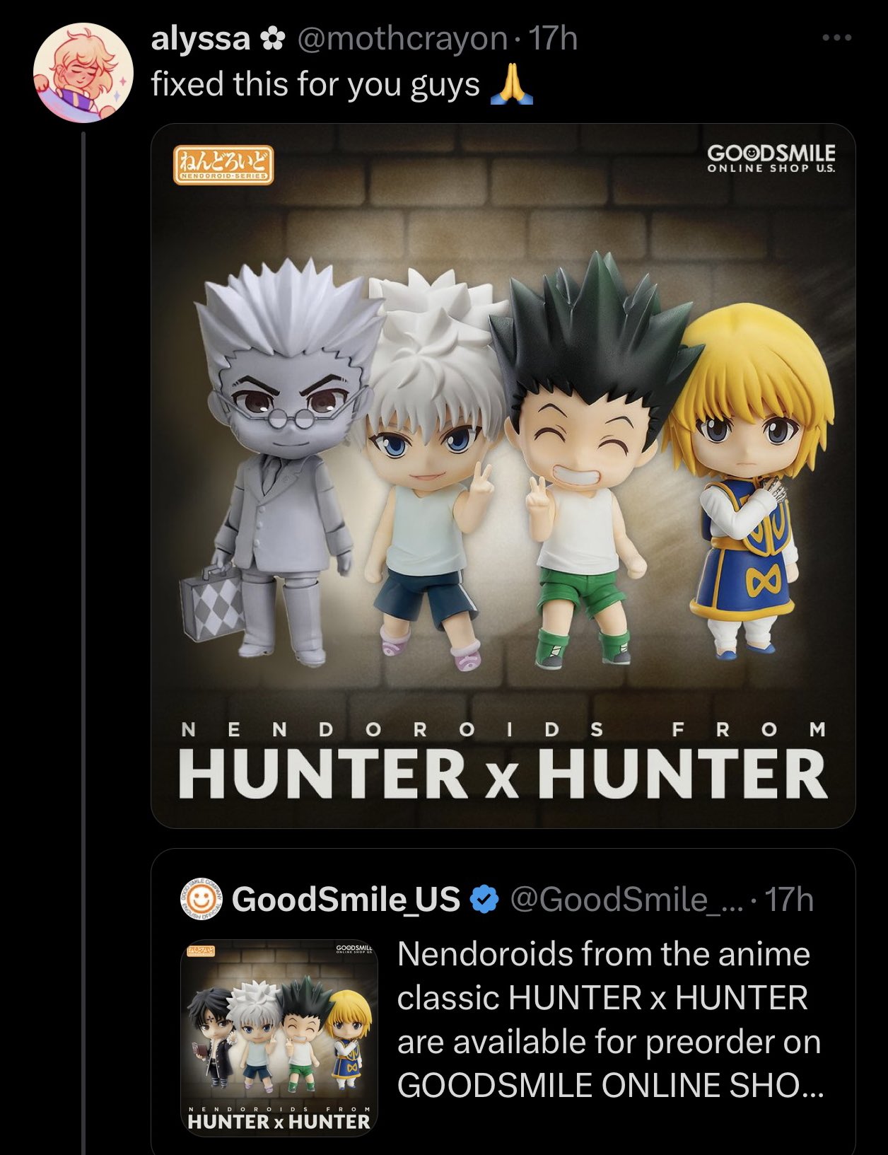 Nendoroids from the anime classic HUNTER x HUNTER are available