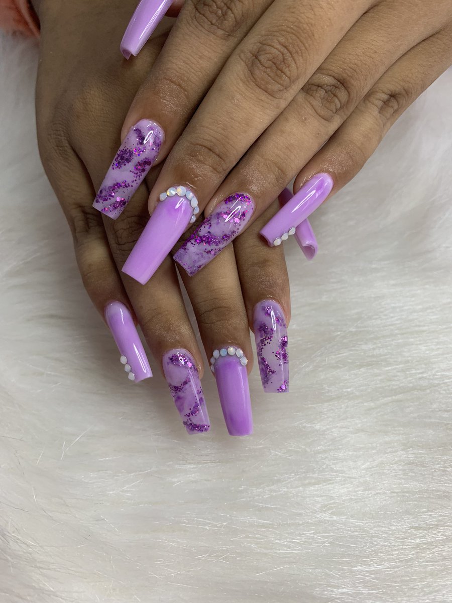 Purple Love 💜 
Have You Booked Yet? WhatsApp 319-3999 for all appointments.

#thebeautygoddess #longnails #acrylicnails #glitternails #purplenails #nailartist #viral #reel #explorepage #cuticlecare #cuticleoil #manicure