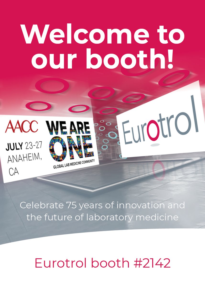 Eurotrol's tweet image. We are ready for #2023AACC in Anaheim, California - are you? If so, our team would love to discuss our newest products and how we can help meet your quality control needs.
Hope to see you there!!
#qualitycontrols #pointofcaretesting #QCpeerdata #QCdatamanagement #QCcompliance