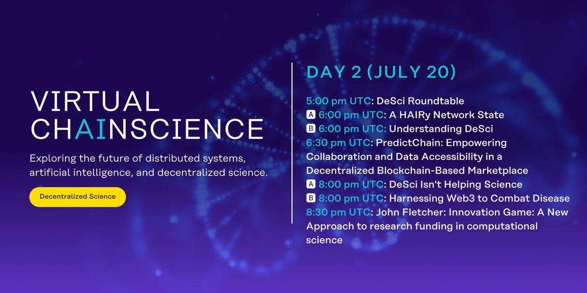 topl_protocol's tweet photo. Curious about #ChainScience programming for Day 2? We've got you covered. 👇

We're starting in a little over an hour! Join us here: https://t.co/uqWKEQw61C https://t.co/jPpBxR7ICA