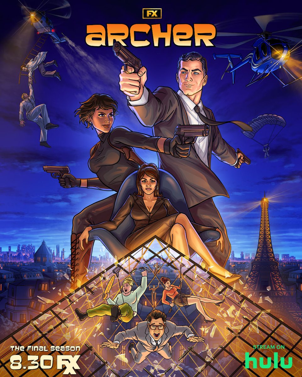 archerfxx's tweet photo. Time to go out with a bang. The final season of FXX’s Archer premieres 8.30. Stream on Hulu. https://t.co/jQz90Wn4tM