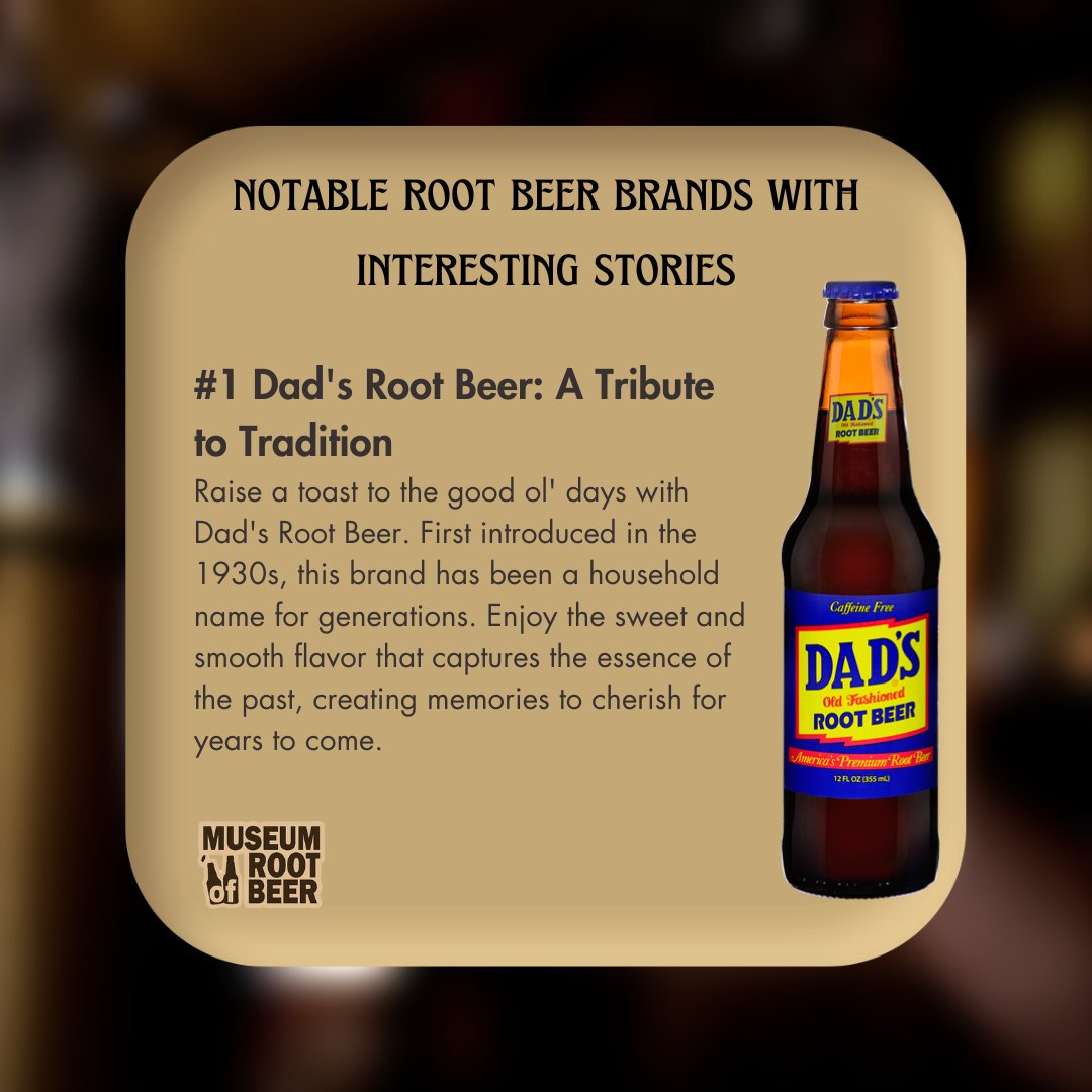 RootBeerMuseum's tweet image. Explore the diverse world of root beer, and let each brand's unique story and flavors captivate your taste buds. Whether you're a newcomer to the fizzy realm, trying out these notable brands promises a fizzy adventure worth savoring! 
#rootbeer #museumofrootbeer #dadsrootbeer