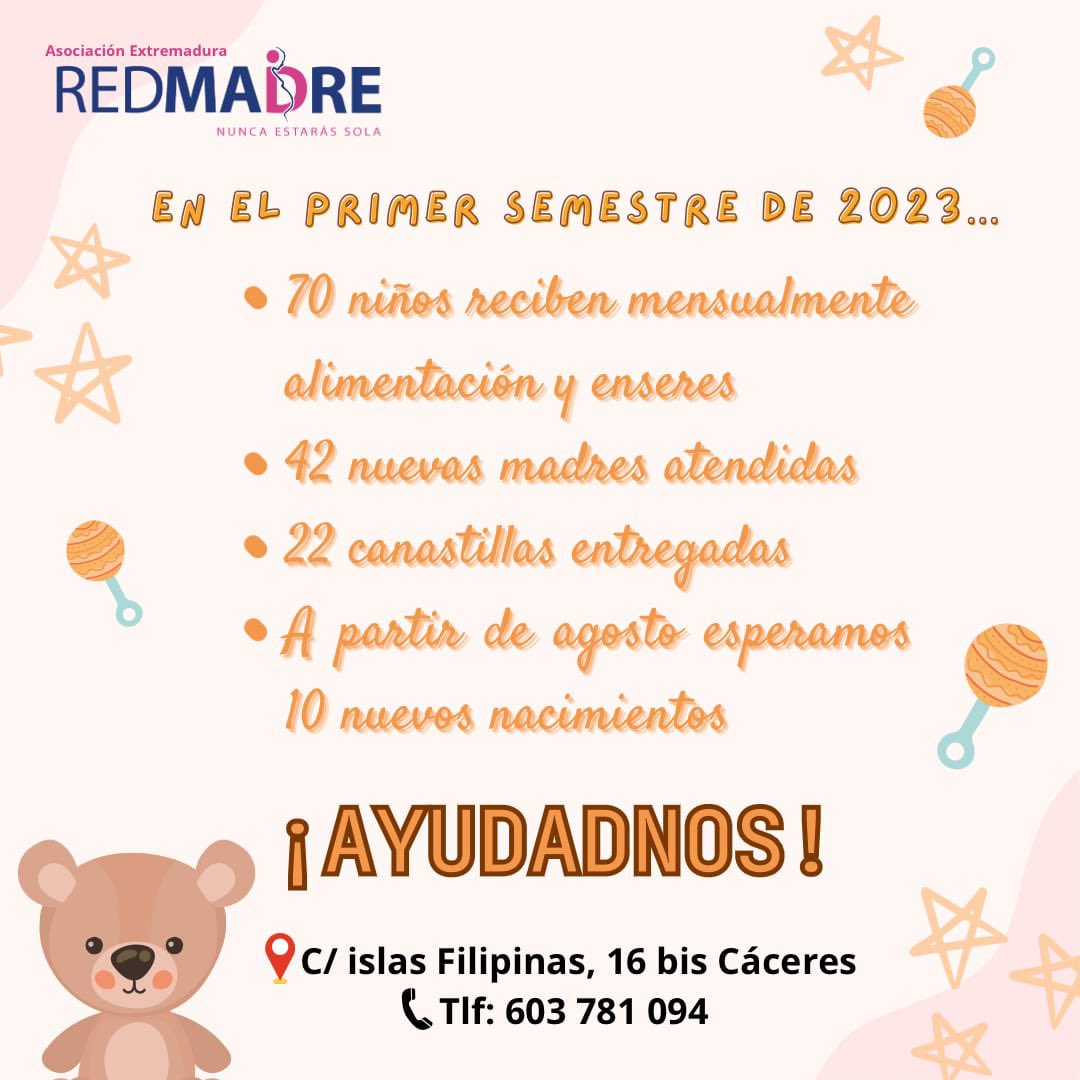 Aquí os dejamos la información del primer semestre de 2023. ¡No dejéis de ayudarnos! Mil gracias por todo lo que hacéis por nosotros y nuestras mamás. Red Madre está agradecida, como siempre, de poder contar con todos vosotros. ¡Te esperamos!