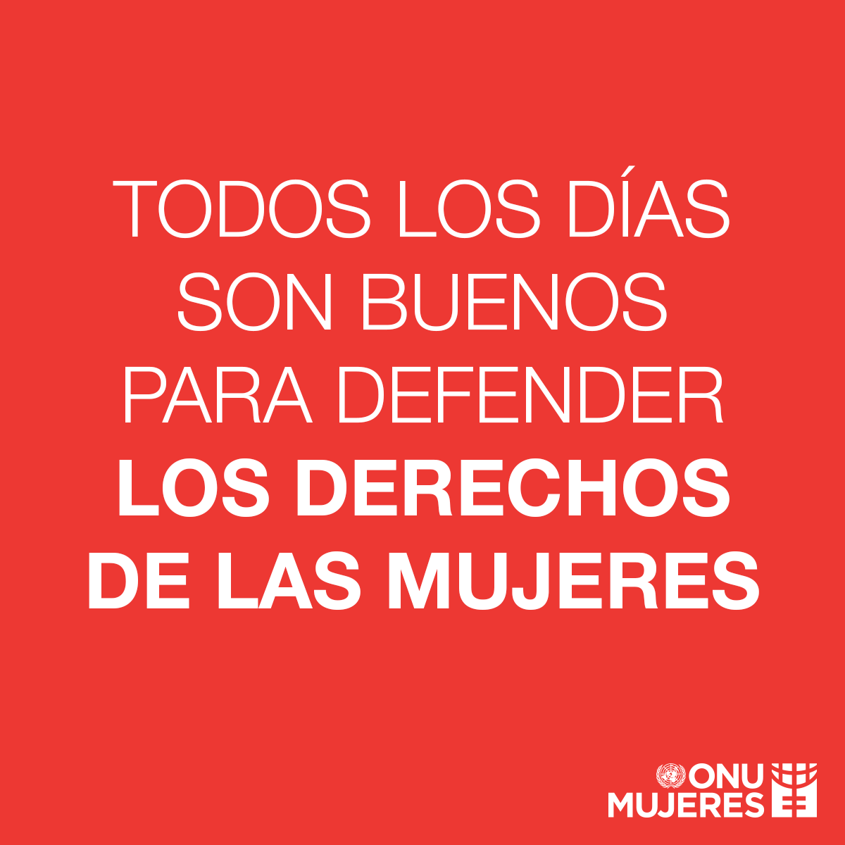 Los derechos de la mujer son derechos humanos. No son negociables. Las mujeres y las niñas de todo el mundo merecen el respeto de su dignidad.

Comparte este mensaje de <a href="/ONUMujeres/">ONU Mujeres</a> para que más  personas lo vean y no quede ninguna duda. unwomen.org/es/what-we-do