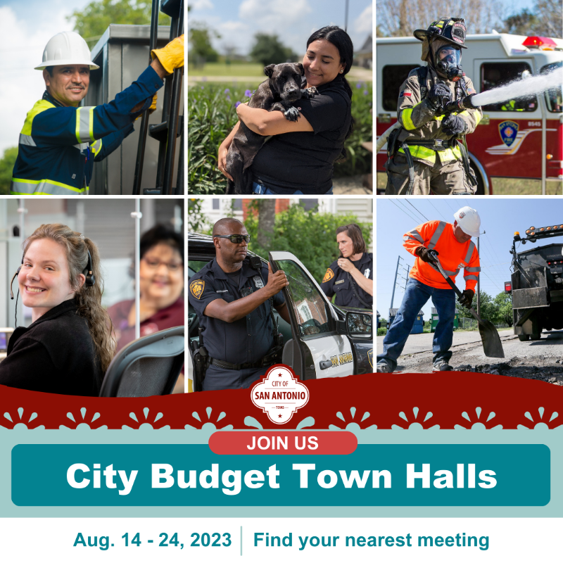 COSAGOV's tweet photo. Do you ever wonder how the City of San Antonio invests in services for you and your neighbors? 🗣️ The City will host nine budget town halls across San Antonio. Don’t miss your chance to learn what City services are available and speak up about what’s important to you!