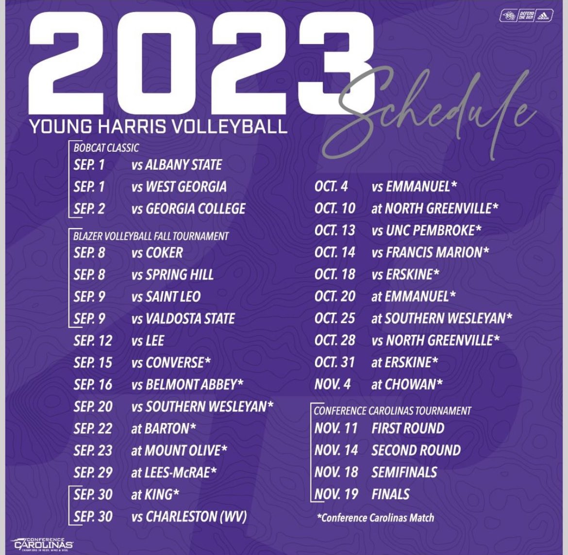 The mountain lions fall schedule is out! YHC begins action versus Albany State on September 1st! #yhcvb #defendtheden