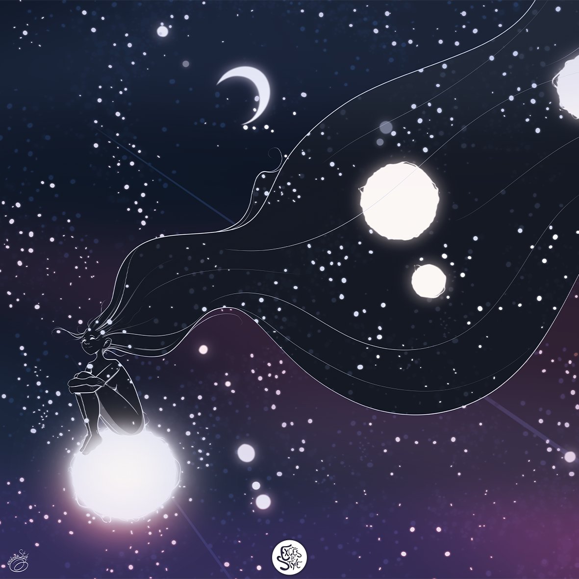 excesdestyle's tweet photo. Couverture du recueille sur le thème des Mondes célestes.

C'est une véritable porte d'entrée vers ces mondes célestes. Elle vous accueille dans le cosmos, où des constellations dansent autour d'une lune, dévoilant ainsi les indices des contes qui vous attendent à l'intérieur. https://t.co/bXzLbGEtcG