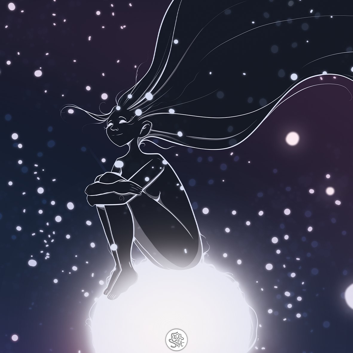 Couverture du recueille sur le thème des Mondes célestes.

C'est une véritable porte d'entrée vers ces mondes célestes. Elle vous accueille dans le cosmos, où des constellations dansent autour d'une lune, dévoilant ainsi les indices des contes qui vous attendent à l'intérieur.