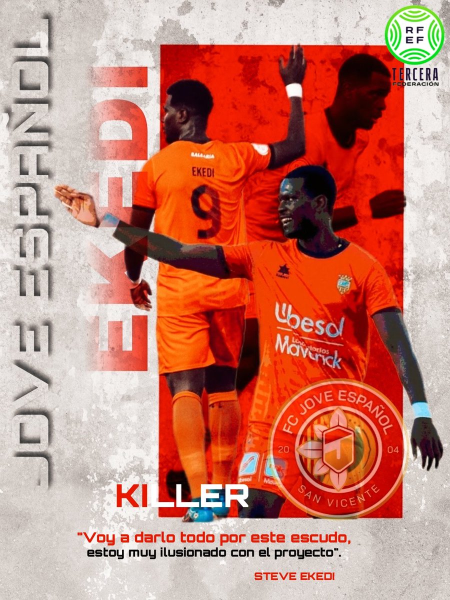 jovesanvicente's tweet photo. 🚨 FICHAJE 23/24‼️

🤝 Steve EKEDI, firma por 1 temporada con el Jove #TerceraRFEF. 

💣💣💣💣💥💥💥🔝🔝🔝

📝 Uno de los grandes goleadores del grupo valenciano de #3ARFEF. 

🗒️ Olimpic, Torrent y Atzeneta entre otros. 
 🎂 32 años
🇨🇲 Camerún 
🏃 1,88 cm estatura 

¡Bienvenido! https://t.co/0UQP5AdcTy