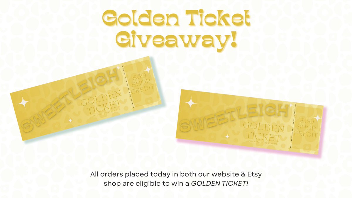 SweetleighPrint's tweet photo. All orders placed today with both our website &amp; Etsy shop are eligible to a Golden Ticket in their order! 💛 #cuttersbysweetleigh #goldenticket #25daysofgiveaway https://t.co/hTmcoOm3rS