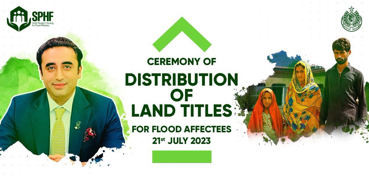 MalikEjazAmeer's tweet photo. Another promise being fulfilled with #FloodAffectees.

On rebuilding of their damaged &amp; demolished homes, the first batch of owners going to get #LandTitles at the hands of Chairman @BBhuttoZardari starting with #Larkano from tomorrow.

#SindhPeoplesHousing #ApniZameenApnaMakaan https://t.co/bEYWOLWalt