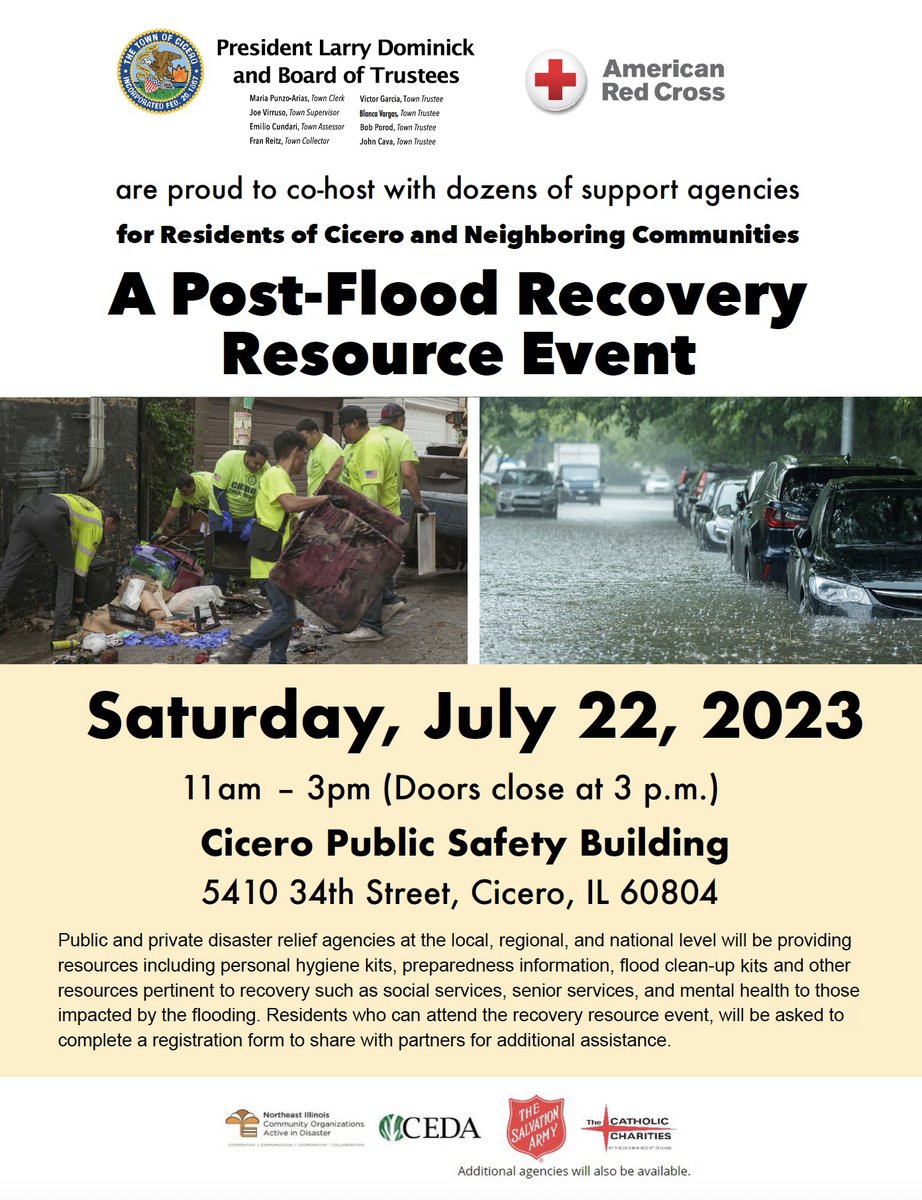 TownofCicero's tweet photo. The Town of Cicero is partnering with the #AmericanRedCross to distribute #HygineKits #CleaningKits on Saturday Jyly 22 at 11 AM at #CiceroCommunityPark 34th and Laramie #Flood #CiceroFlood https://t.co/NUpKuJAMV0 https://t.co/stvQlBGbq8