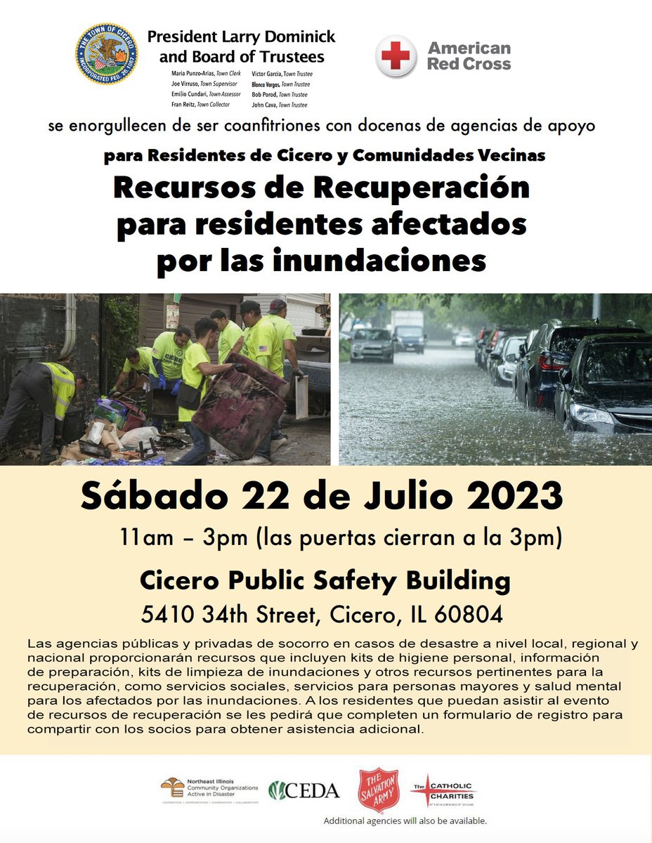 The Town of Cicero is partnering with the #AmericanRedCross to distribute #HygineKits #CleaningKits on Saturday Jyly 22 at 11 AM at #CiceroCommunityPark 34th and Laramie #Flood #CiceroFlood thetownofcicero.com/cicero-and-red…