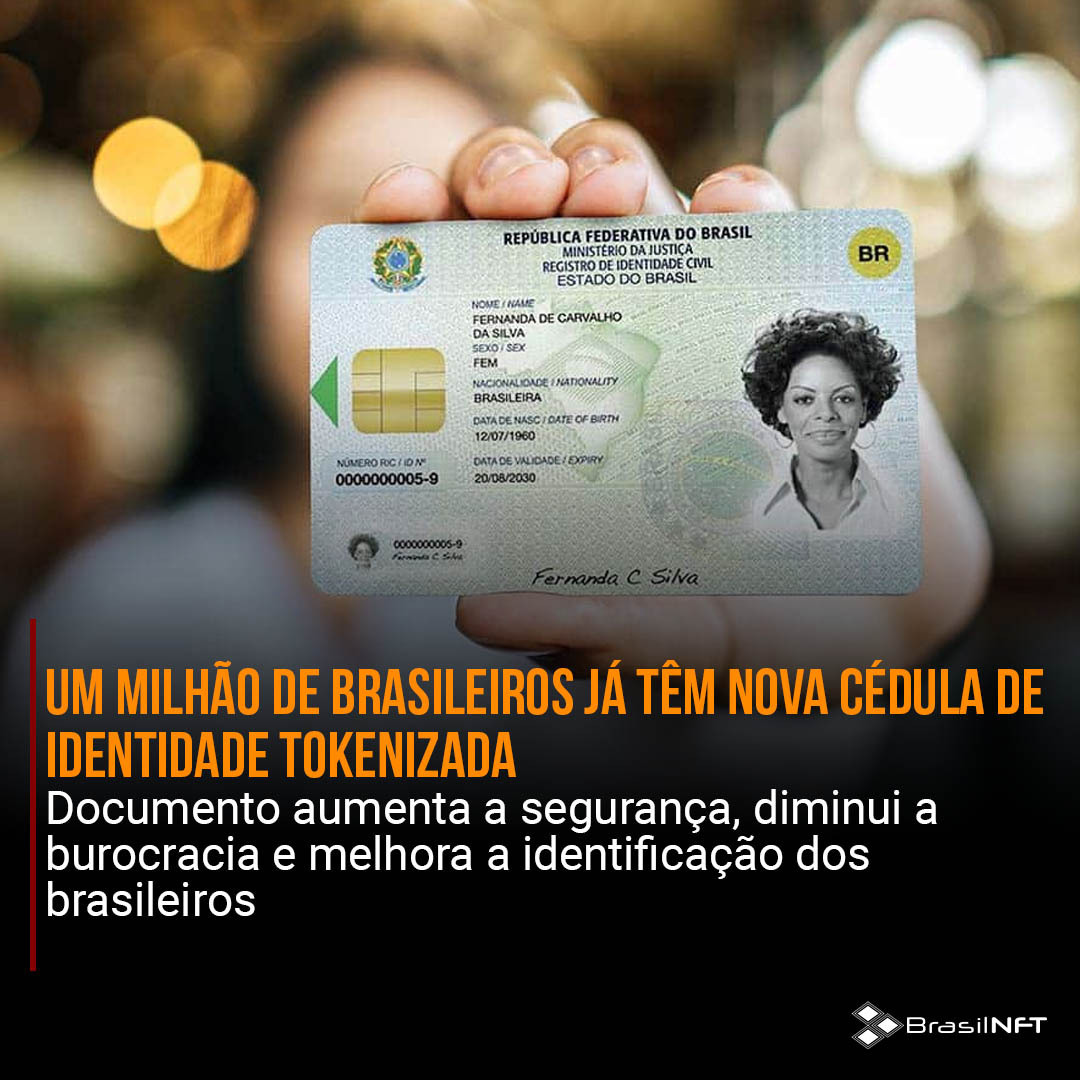 Um milhão de brasileiros já têm nova cédula de identidade tokenizada. Leia a matéria completa em nosso site. brasilnft.art.br #brasilnft #blockchain #nft #metaverso #web3.0