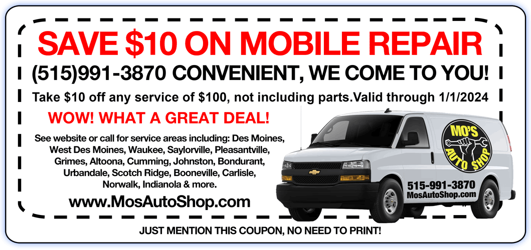 MosAutoShopDSM's tweet photo. We're ready to come to your home, school, office, hotel or wherever you need mechanic service! We will fix your vehicle right away, without you having to drive to a garage, we are your MOBILE GARAGE! And HERE'S an additional $10 off coupon!

515-991-3870
https://t.co/3bNUvGX17F https://t.co/ZYkOz6dBuw