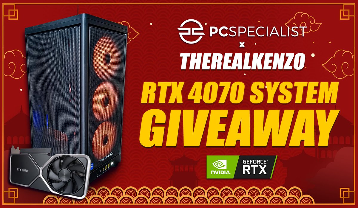 👹PC GIVEAWAY👹

I partnered up with <a href="/PCSpecialist/">PCSpecialist</a> and <a href="/NVIDIAGeForceUK/">NVIDIA GeForce UK</a> to give away a sick mITX system with a i5-13600k and an RTX 4070! (EU/UK ONLY)

To enter:

Follow <a href="/TheRealKenzo/">Kenzo</a> + <a href="/PCSpecialist/">PCSpecialist</a> + <a href="/NVIDIAGeForceUK/">NVIDIA GeForce UK</a> 
Like &amp; RT this post
Enter here: gleam.io/dqqw5/therealk…