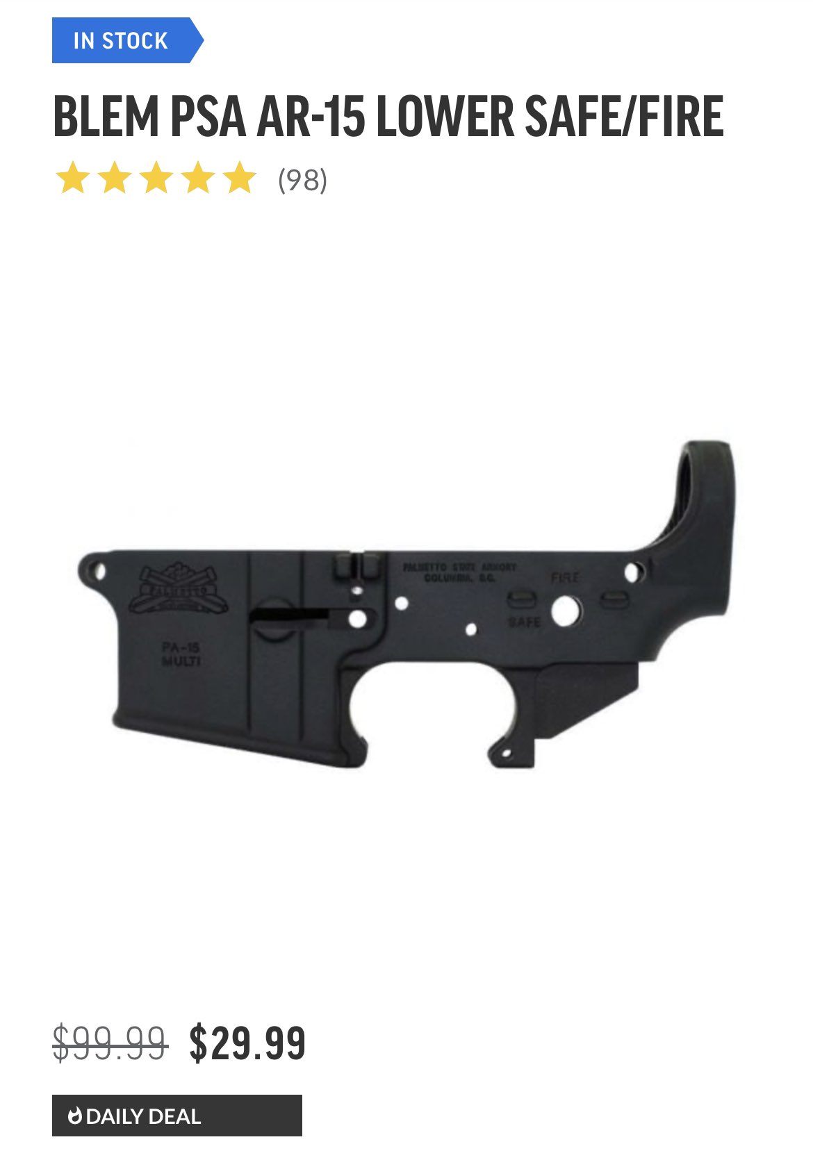 Palmetto State Armory on Twitter "Here’s your 29.99 stripped lower