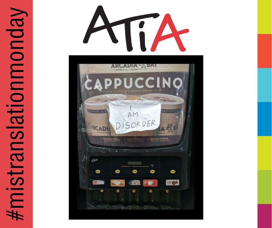 ATIAinfo's tweet photo. Me too cappuccino machine, me too…
When the weather is this hot, nothing functions properly. 🥵🌞
Happy #mistranslationmonday everyone – Stay cool! https://t.co/MWuhyIuqmj