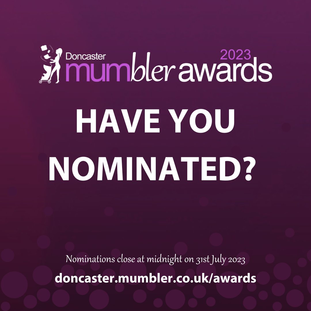 The nomination window for the Doncaster Mumbler Awards 2023 will close at midnight on 31st July. If you'd like to nominate a small business or individual here's the link 💜
doncaster.mumbler.co.uk/doncaster-mumb…
