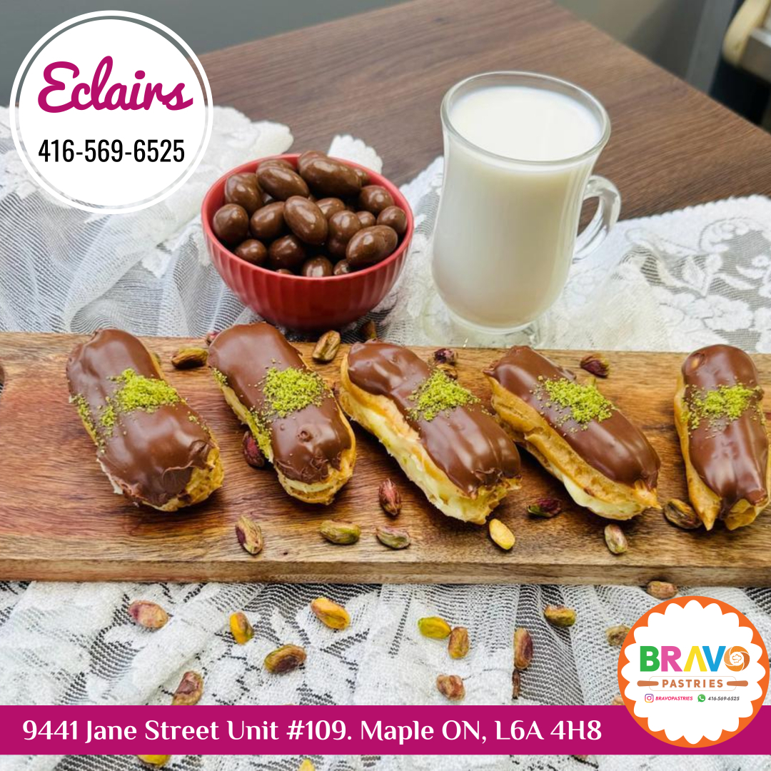 bravopastries's tweet image. Experience pure bliss with every bite of these decadent #eclairs.
.
.
📞 +1 416-569-6525
📍9441 Jane St #109, Maple, ON L6A 4H8, Canada
.
.
#bravopastries #bakerynearme #pastry #eclair #turkishpastry #turkishdessert #turkishbakery #patisserie #turkishfood #turkishsweet #dessert