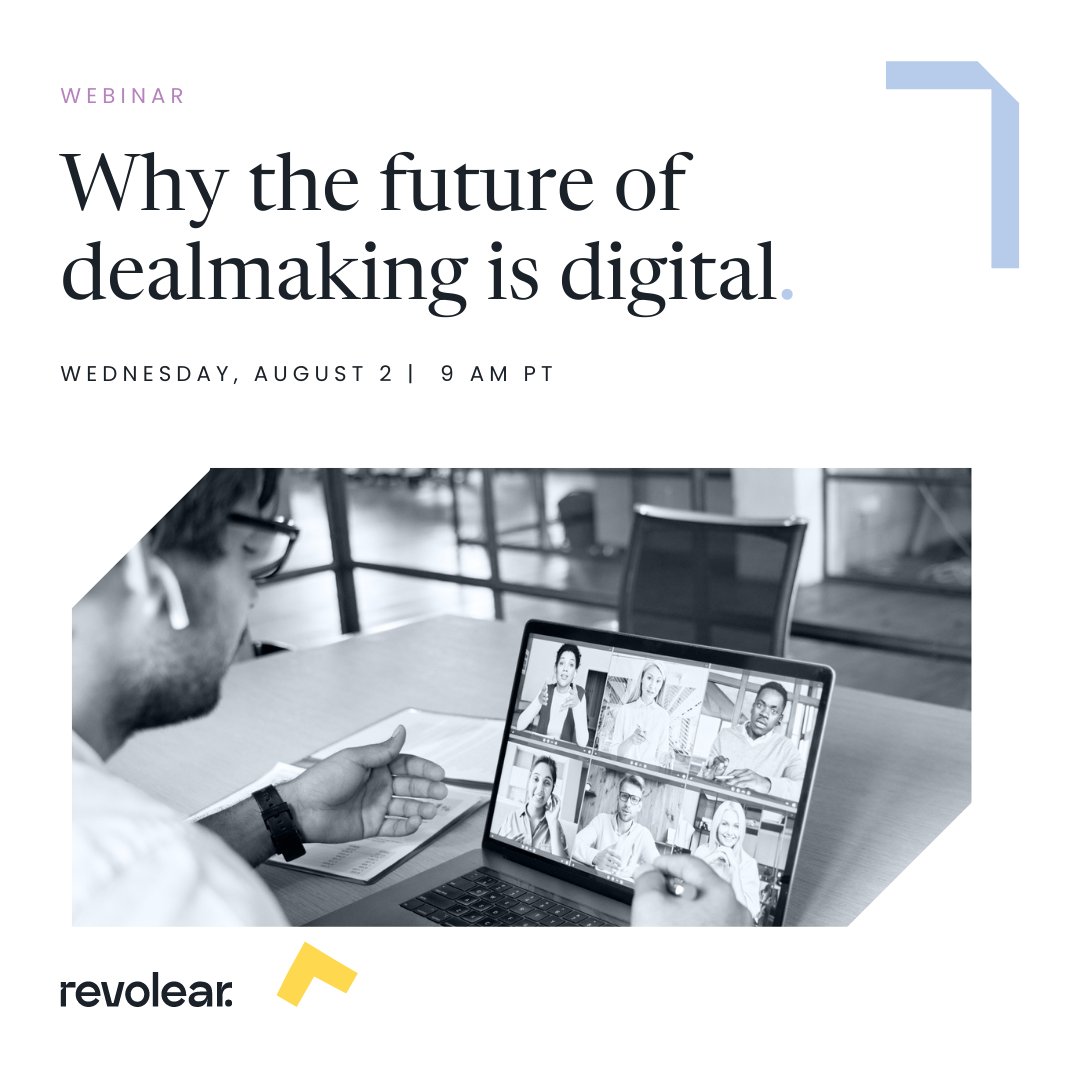 RevolearCorp's tweet photo. Revolear is changing the dealmaking process with an end-to-end platform for doing deals. Join our CEO &amp; Founder for an exclusive overview of Revolear and its DealCraft solution. Sign Up here: https://t.co/31lzzRuAkI https://t.co/J9r6YfEAqU