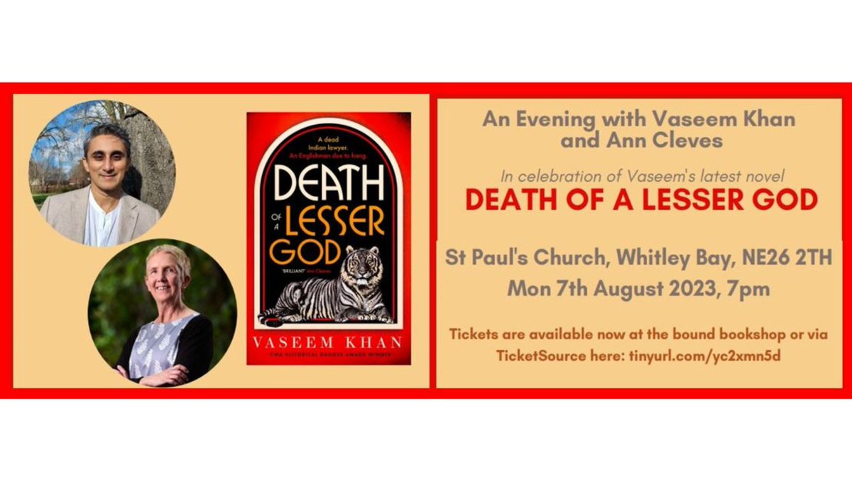 We've got 2 x 2 free tickets c/o @ForumBooks for @VaseemKhanUK & @anncleeves in conversation in Whitley Bay 7th August, 7.30pm. Like & retweet to enter– winners randomly selected Saturday 22nd. OR buy a ticket for just £7, (£20 with book); full details: ticketsource.co.uk/forumbooks/an-…