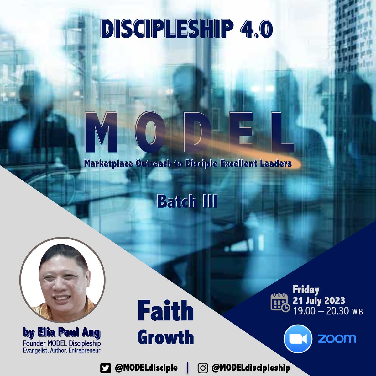 MODELdisciple's tweet photo. Berawal dari sebuah mimpi yg Tuhan berikan kpd #EliaPaulAng, ia terpanggil utk menjangkau &amp; melengkapi orang² di #Marketplace, baik #Entrepreneur, #Professional &amp; #Karyawan utk dimuridkan di #MODELdiscipleship spy memiliki roh yg #TakutAkanTuhan &amp; menjadikannya #ExcellentLeaders. https://t.co/FmzpFFTDel