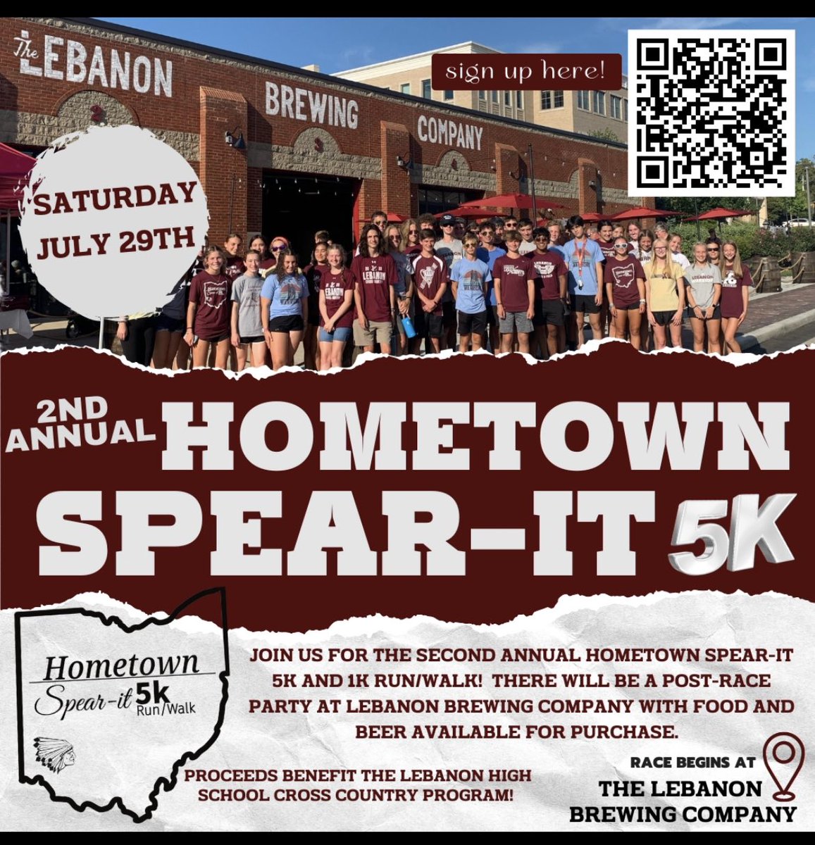 LHSWarriorsXC's tweet photo. Thanks to our sponsors for supporting the cross country program through the Spear It 5k! Come out and join us on Saturday July 29th at 7 PM and run/walk a 5k or 1k! #SupportWarriorsXC #RunningIsFunning https://t.co/46C2tGm7e6