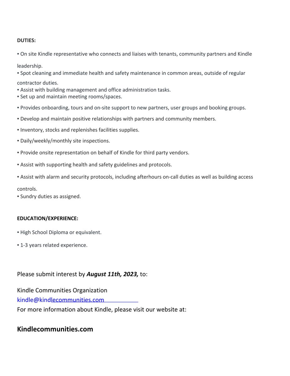 fcsgw's tweet photo. Kindle Communities is hiring a Site Coordinator.

Kindly submit interest by August 11, 2023 here ➡️ kindle@kindlecommunities.com. 💙🧡💜 https://t.co/lSjV9nq3tc
