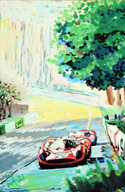 Jonnyspa27's tweet photo. Ferrari 412 P teammates approach Tetre Rouge in the 1967 24 Hours of Le Mans.
Shop “Ferrari 412P 67” 👉 Link in bio.
#ferrari412 #open #print #ferrari #edition #lemans #lemans24 #alexwakefield #motorart27 #art #artcollector #artwork #arthighlight https://t.co/5bw0cDrv7A