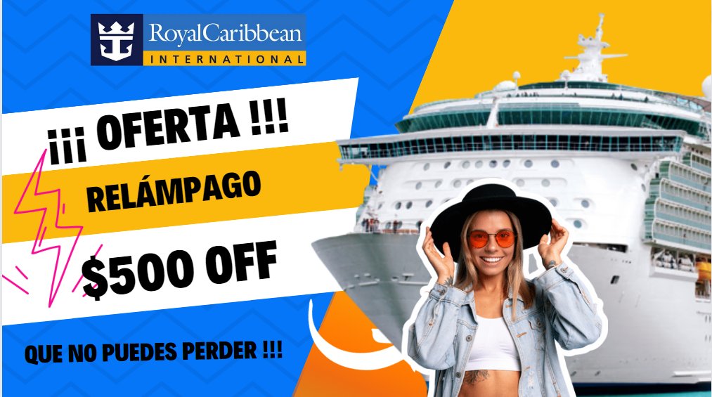 Oferta Flash !!! Ahorra hasta $500 en tu póximo crucero de Royal Caribbean y disfruta a los grande  bit.ly/3pZ4NYD #cruceros #cruceros #royalcaribbean #oferta #vacaciones #promo
