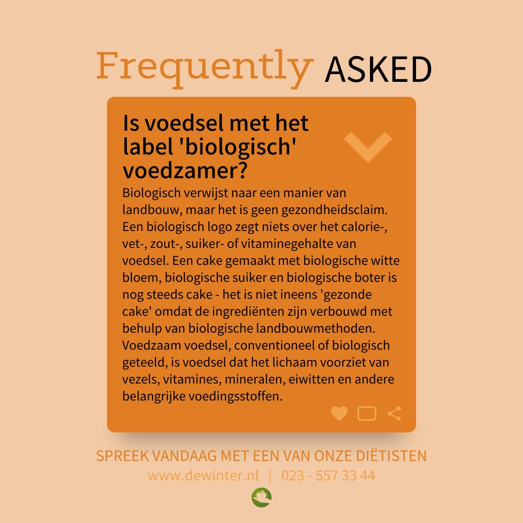 VDWtwit's tweet image. FAQ: IS BIOLOGISCH BETER?
#biologisch #biologischeten #voedzaameten #milieu #duurzaam #dietist #voedingsexpert #voedselfabels #wetenschap