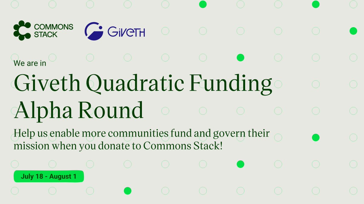 commonsstack's tweet photo. 📢An opportunity to amplify your impact!

Support us in the @Giveth Quadratic Funding Alpha Round! 🚀

Every unique donation we receive will be matched, providing a significant boost to our fundraising efforts.

🙏 Donate here: https://t.co/6oOiUXlq41 https://t.co/tLkY4feu9y